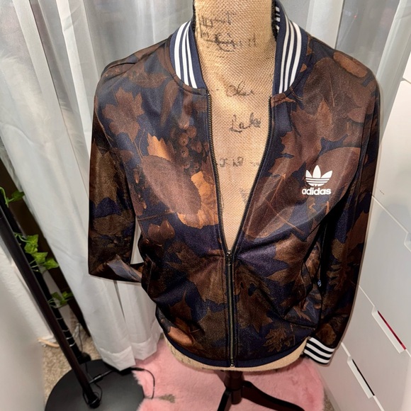Adidas Women's Foliage Track Jacket - Brown and Navy size S - Picture 3 of 7